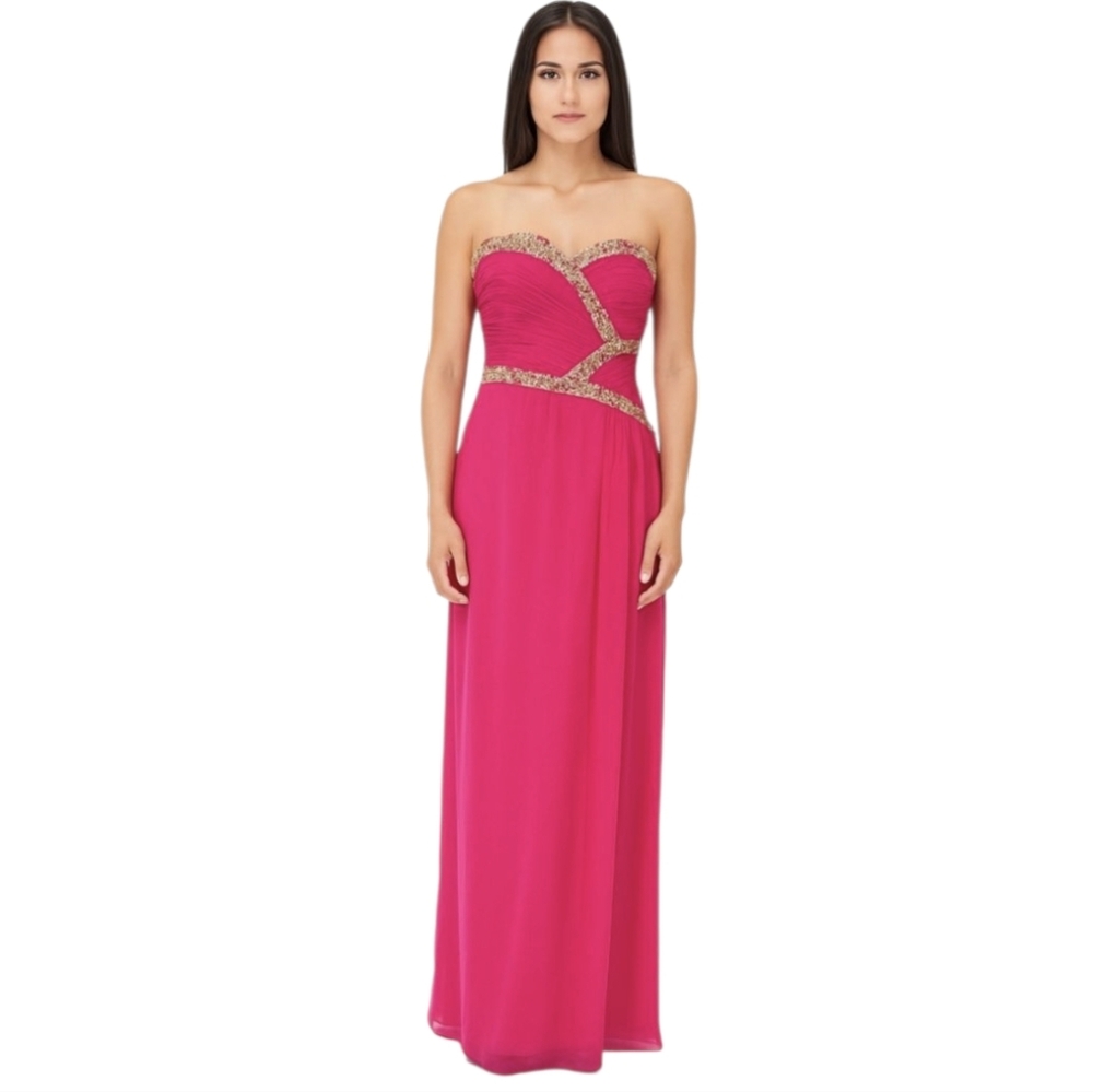 NWT‎ May Queen Pink Maxi Strapless Dress Women's Size 8